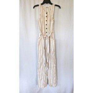 Women's American Eagle Linen Blend Jumpsuit Size Small Sleeveless Overall Halter